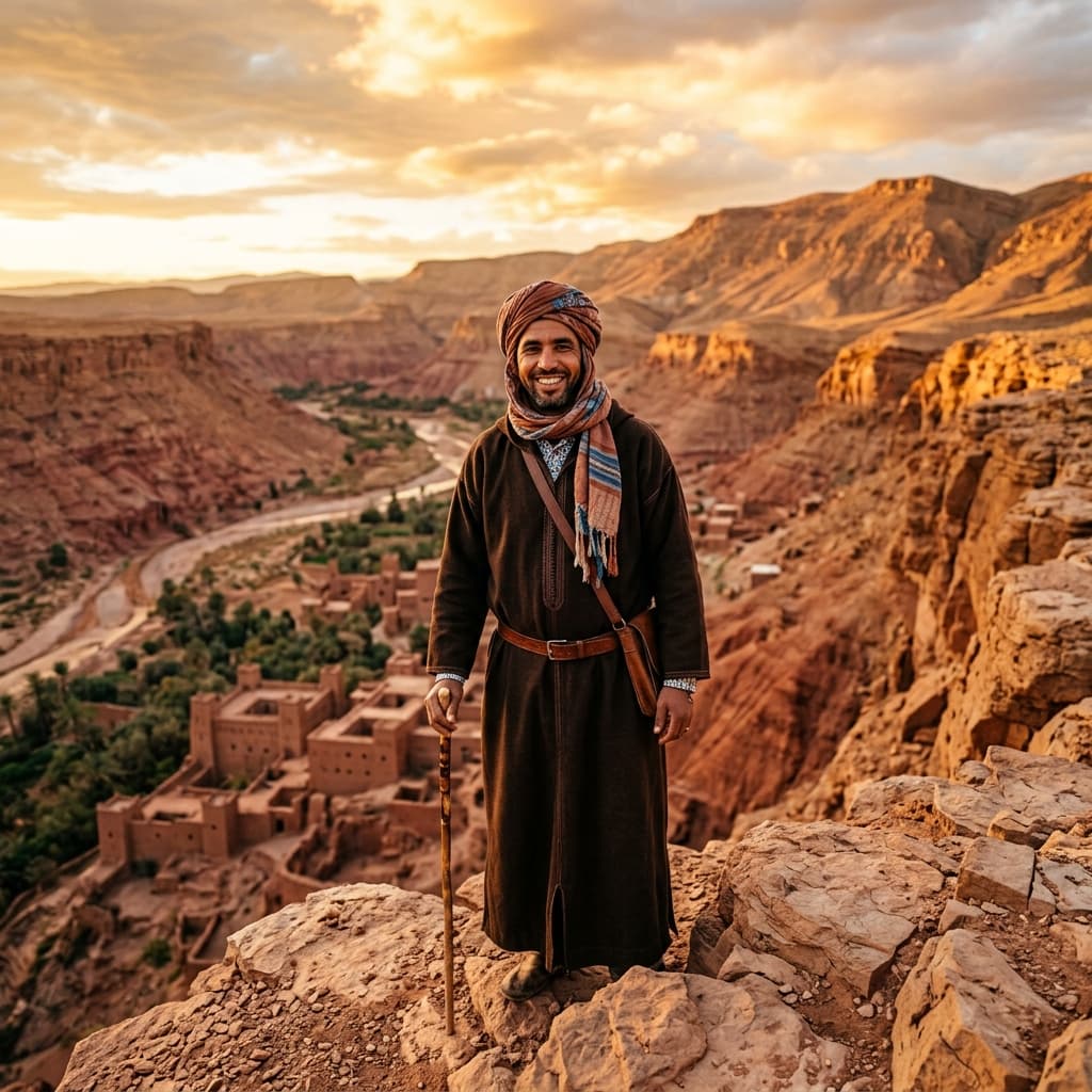 Moroccan tour guide in Atlas Mountains